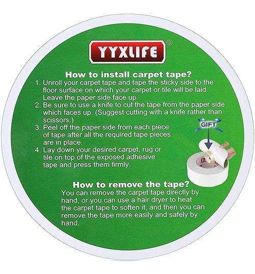 YYXLIFE Double Sided Removable Rug Tape - Carpet Adhesive for Hardwood Floors,Non Slip Anti Curling Floor Tape for Area Rugs,Mats,Carpets - No Residue Strong Hold for Tile, 2Inch x 10Yards,White