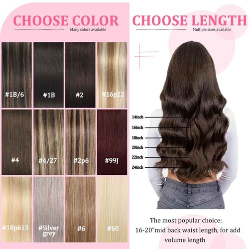Clip in Hair Extensions Real Human Hair, Seamless Balayage Human hair Clip ins Extensions for Women Invisible Straight 8Pcs Double Weft Dark Brown Highlight Chestnut Brown 20inch 105g