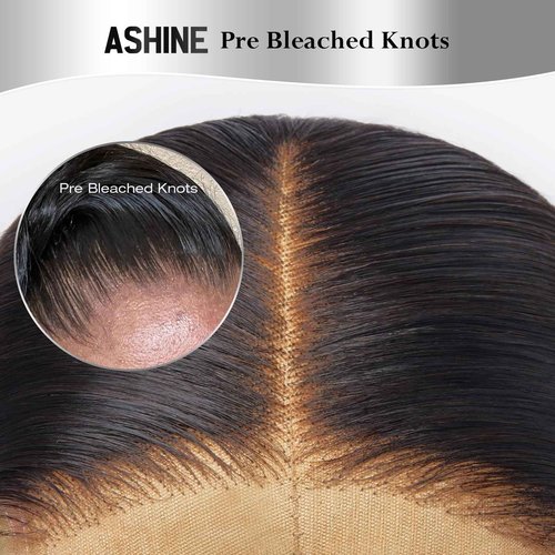 ASHINE 5x5 HD Lace Closure Body Wave Straight Human Hair 5x5 Real HD Lace Closure Invisible Bleached Knots Pre Plucked with Baby Hair Natural Hairline 18 Inch