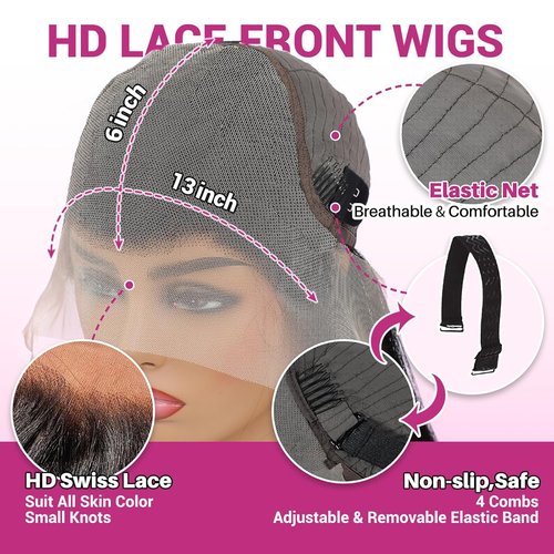 BIMKOS 20Inch 13x6 HD Lace Front Wigs Human Hair 200% Density Body Wave Lace Front Wigs Human Hair Lace Front Wigs for Women Glueless Body Wave Wigs Human Hair Pre Plucked with Baby Hair Natural Black