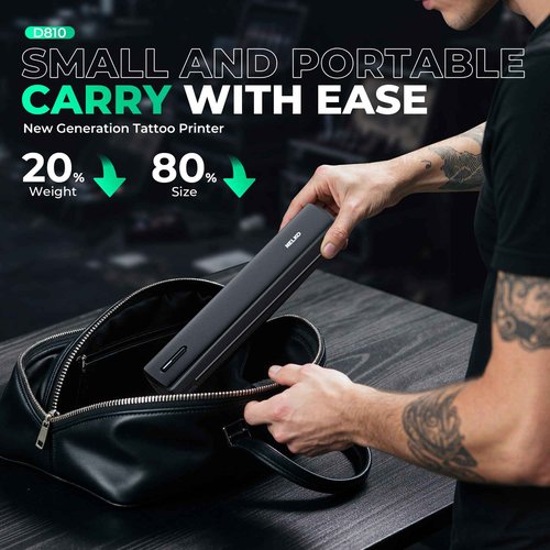 Nelko D810 Tattoo Stencil Printer, Wireless Thermal Tattoo Printer with 10pcs Tattoo Transfer Papers, Portable Tattoo Machine for Artist & Beginners, Compatible with Phone Pad and PC, Black