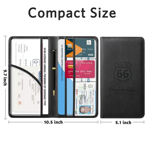 CoBak Car Registration and Insurance Holder - Vehicle Glove Box Car Organizer,Auto Truck Comparment Accessories Case with Magnetic Closure for Driver License,Cards