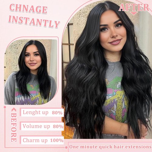 Clip in Hair Extensions Real Human Hair Clip in Extensions for Women Seamless Invisible Natural Black Straight Remy 100% Human Clips ins Extension 8pcs Double Weft 22 inch 4oz/110g