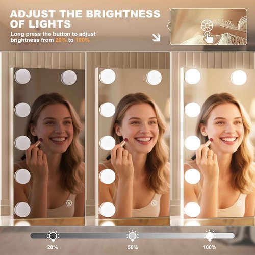 MINISO Vanity Mirror with Lights and Bluetooth Speaker- 10.6" x 13.8" Hollywood Makeup Mirror with 3 Color Lights, Smart Touch Control
