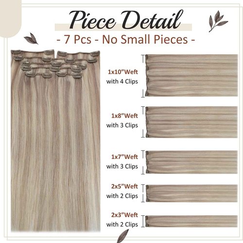 Full Shine Platinum Blonde Hair Extensions Clip in Human Hair Highlights Blonde Hair Clip in Hair Ash Blonde With Platinum Extensions Human Hair Easy to Wear