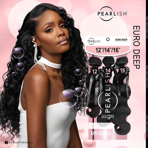 Sensationnel Pearlish multi bundle - euro body deep pearl conditioned 15a soft remy beauty supply sew in or glue on human hair layered lengths (10 12 14 inch, NATURAL)