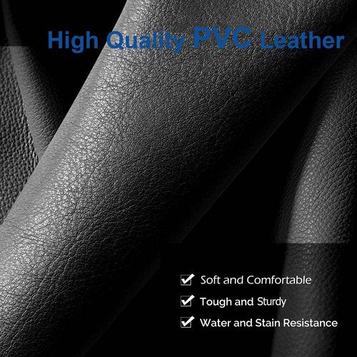 JMU Rolling Stool with Wheels, PVC Leather Large Seat Stool, 400lbs Weight Capacity, Heavy Duty Adjustable Height for Medical Tattoo Office Lab Dentists Healthcare (Black)