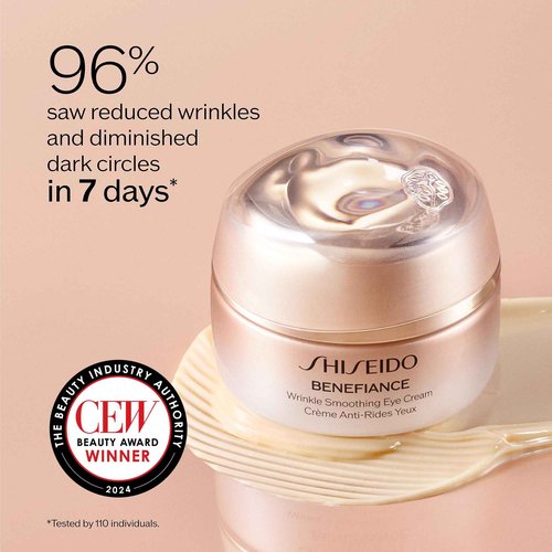 Shiseido Benefiance Wrinkle Smoothing Eye Cream - 15 mL - Visibly Improves Five Types of Eye Wrinkles, Dark Circles & Puffiness - 48-HR Hydration - All Skin Types - Non-Comedogenic