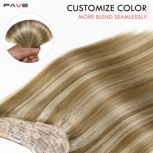 FAVE 16 Inch Human Hair Clip in Extensions 110g Blonde Hair Extensions Seamless & Invisible Highlight Clip in Hair Extensions for Volume & Length