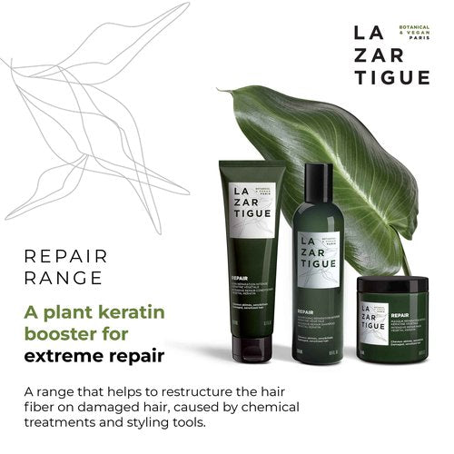 Lazartigue Repair Mask, Vegetal Keratin & Tamarind Seed, Restorative Treatment for Damaged Hair, Vegan, 8.4 Fl Oz