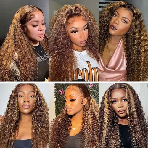 Condescension Human Hair Wig HD Highlight P4/30 Jerry Curly Lace Front Wigs Human Hair 200% Density Real 5X5 Lace Front Wigs Pre Plucked for Black Women