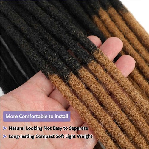 6-18 Inch Dreadlock Extensions Human Hair Fully Handmade Human Hair Dreadlock Extensions for Man/Women Locs Extensions Human Hair Can Be Dyed Bleached Curled… (16Inch-30Strands, 0.6CM Width-1B/30#)