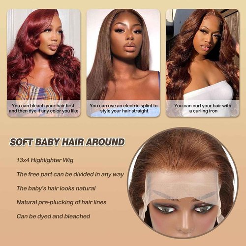 Luxvogue Chocolate Curly 14 Inch Human Hair Wig Lace Frontal T Body Wave Human Hair Wig Pre Plucked Pre Cut Lace Frontal Closure Glueless Wigs Elastic Band 200% Density