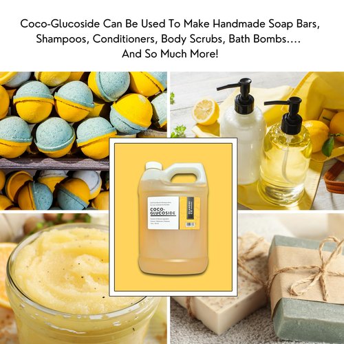 Olahoni Coco Glucoside Surfactant 1 Gallon - Natural Foaming Cleanser - Plant Derived - Biodegradable - For Formulations and DIY Skin Care - For Shower Gels, Body Soap, Shampoos, Face Cleansers