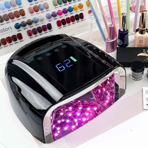 BOMOQING 96W Rechargeable UV Nail Lamp, Cordless UV Light for Nails with LCD Display Auto Sensor, 4 Timer Setting and Smart Sensor Portable Nail Dryer, Nail Curing Light with Removable Bottom (Black)
