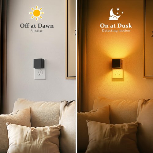 JandCase Night Light, Automatic Night Lights Plug into Wall, 2 Pack Modern Night Lights with Auto Light Sensor, Amber Brightness Adjustable Nightlight for Kids Bathroom Hallway Kitchen Bedroom Decor