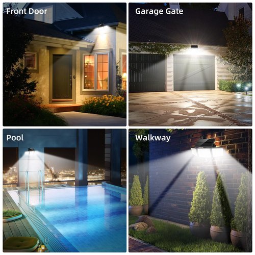 daphino 2500LM Solar Lights Outdoor with Motion Sensor,3 Head 270° Wide Angle Street Area Lights,IP65 Waterproof Security Lighting with 3 Modes(Non-Remote,1 Pcs)