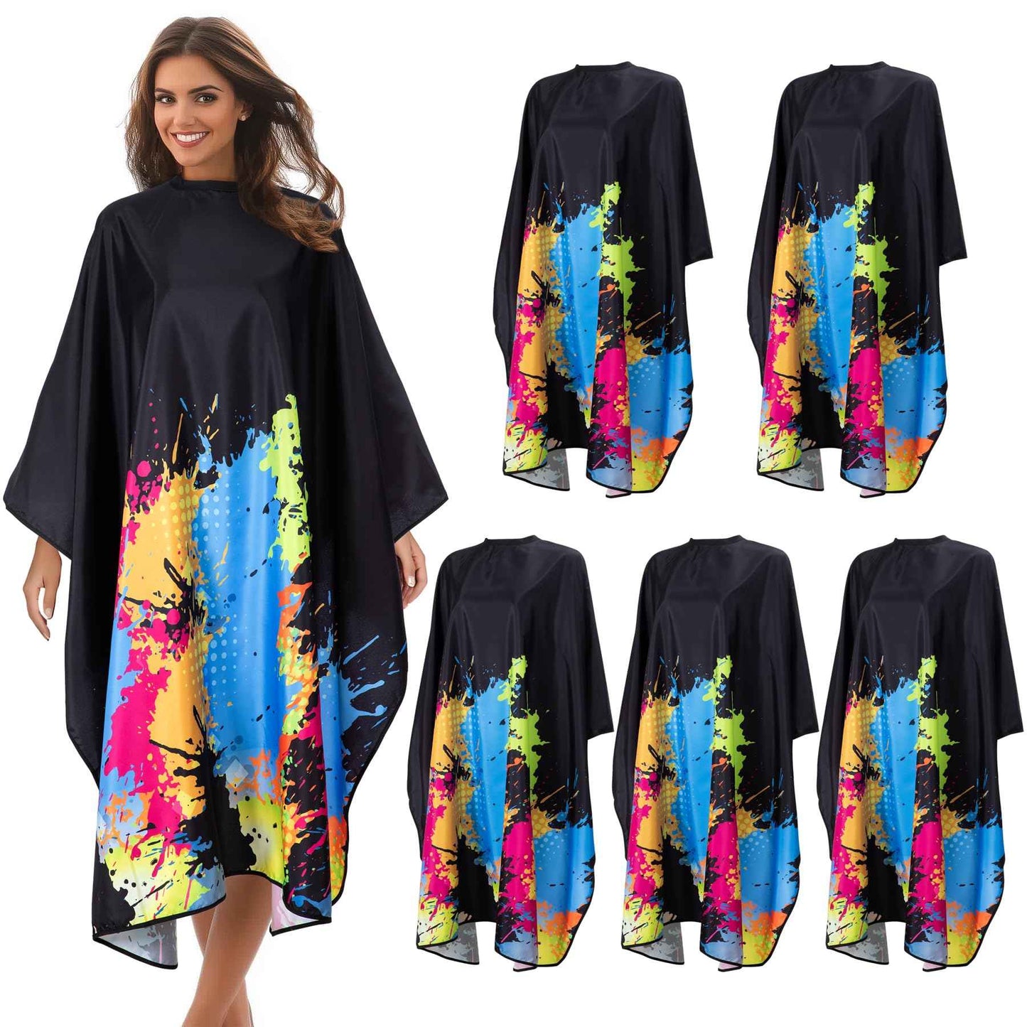 Professional Salon Cape Polyester Barber Cape Hair Cut Capes,54”x62” (Colorful, 5 Pack)