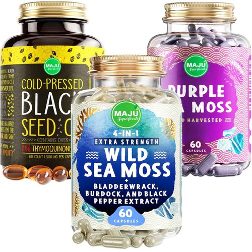 Maju Superfoods Super Sea Moss & Black Seed Oil Bundle