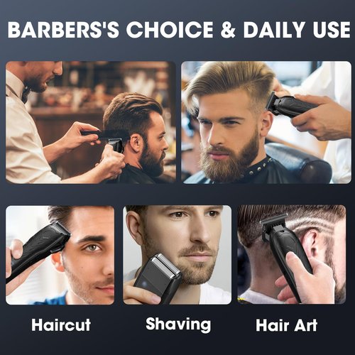Karrte Professional Hair Clippers and Trimmer Set, 3 in 1 Hair Clippers for Men, Pro Clipper, T-Shaper Trimmer & Foil Shaver, Cordless Clippers and Grooming Set, Hair Cutting Kit for Gift
