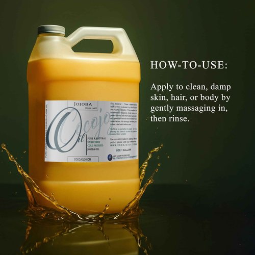 Cocojojo Jojoba Oil Organic, jojoba Oil for Hair Growth, jojoba Oil for Skin, for Face, 100% Pure Natural, Cold Pressed, Deep Moisturizing Anti-Aging, Essential Oils - 128 Fl Oz