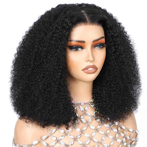 ijoy 18 Inch KinkyCurly Wig Human Hair 13x4 Natural Black Lace Front Wigs Afro Curl Full and Thick 180 Density Brazilian Virgin Human Hair Wig for Black Women Afro kinky Curly