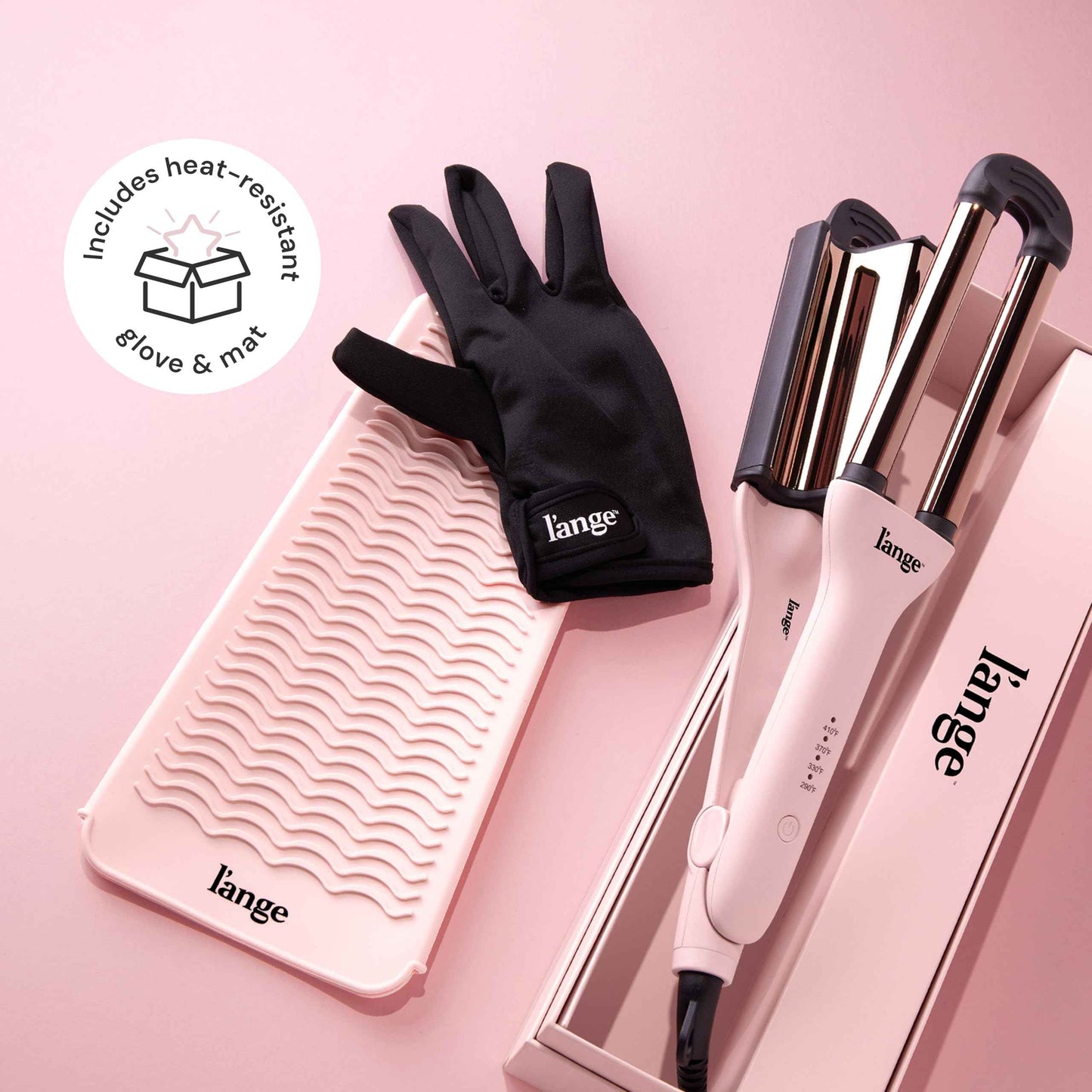 L'ANGE Hair VersaWaver Adjustable Titanium Waver | Pick 19mm or 32mm Waves with 1 Tool | Titanium 3-Barrel Waving Tool | Cool Tip Also Rotates Barrel to Change Wave Lengths (Blush)