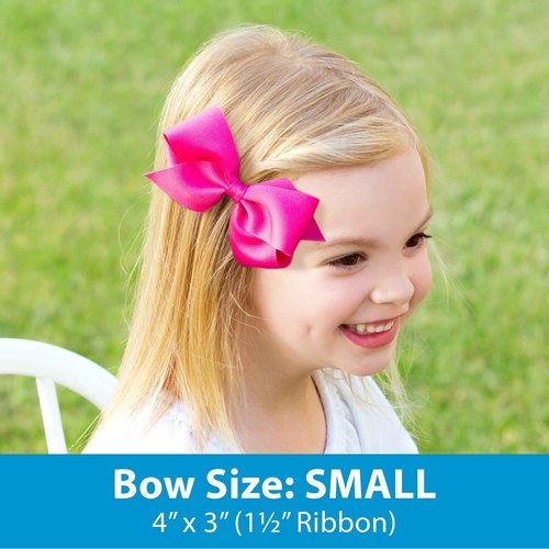 Wee Ones Girls' 6 Piece Set of Bows, Solid Grosgrain Variety Pack on a WeeStay No-Slip Hair Clip, Small, Pearl Pink, Light Orchid, Millennium Blue, Antique White, Gray, Watermelon