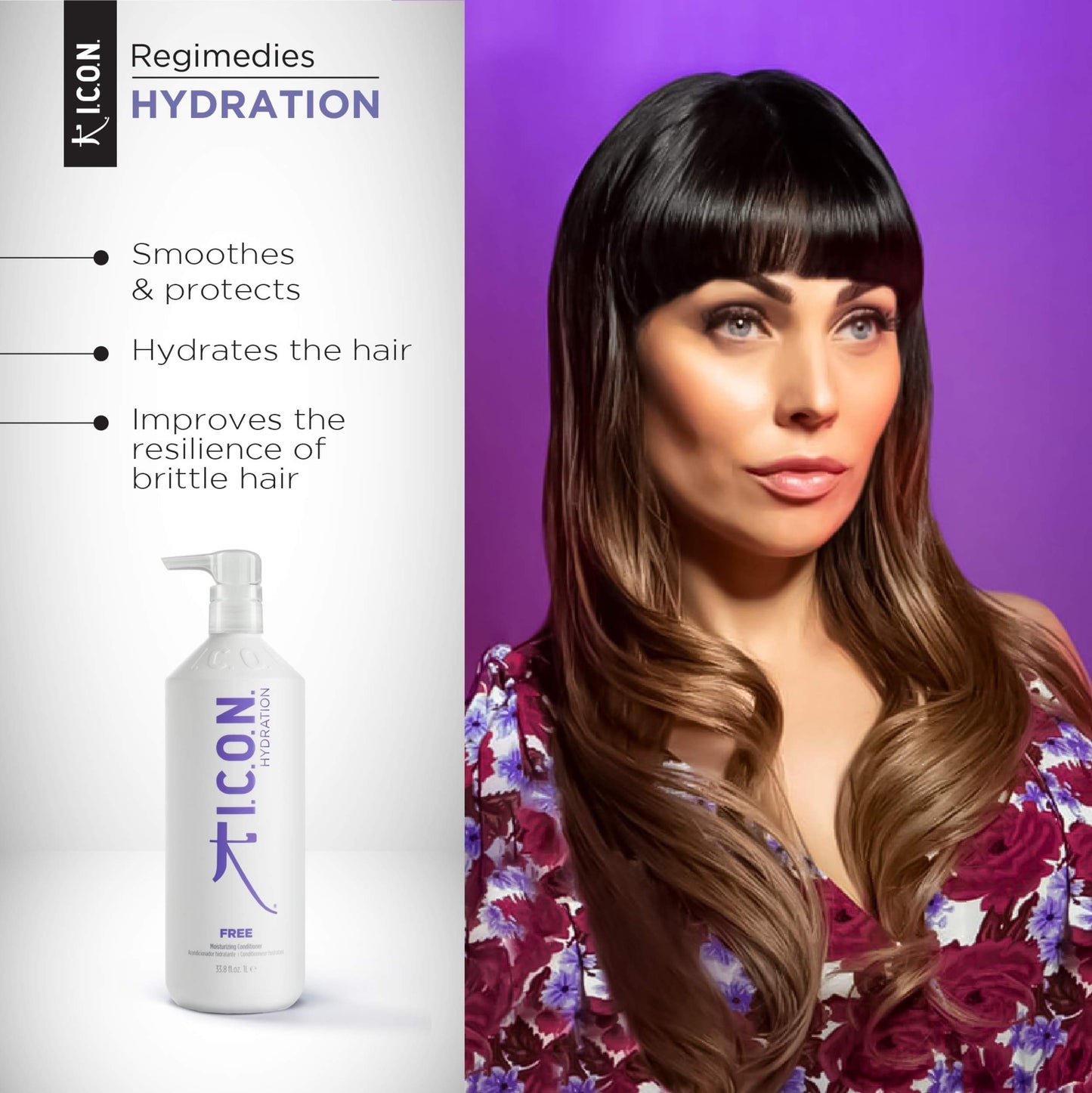 K I.C.O.N. I.C.O.N. Free Moisturizing Conditioner, Salon-Quality Hair Care, 33.8-Ounce Bottle