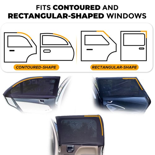 EcoNour Car Side Window Sun Shade (Pack of 2) | Stretchable & Breathable Car Window Screens for Complete Sun & Privacy Protection | Fits Most Truck, SUV and Minivan (XL 46" x 26")