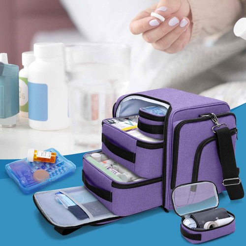 BAFASO Travel Makeup Bag with 4 Inner Removable Pouches, Multifunctional Hair Bag Cosmetic Bag Holds Makup/Hair Supplies (Patent Pending), Purple
