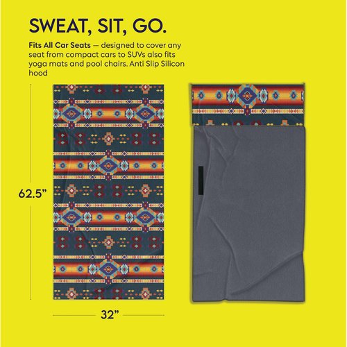 Sprints Athletic Running Towel, Full-Sized, Car Seat Cover - Performance Microfiber (Aztec Artisans & Chocolate Currency)