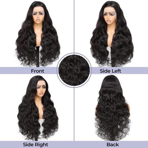 AceWig 26 Inch 13x4 Lace Front Wigs Human Hair Body Wave 180% Density 13x4 HD Lace Front Human Hair Wig Pre Plucked with Natural Hairline Small Knots for Black Women Brazilian Virgin Human Hair Wig