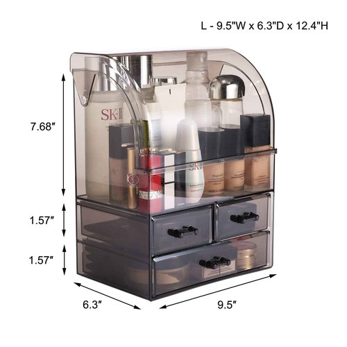 MOOCHI Professional Large Cosmetic Makeup Organizer Dust Water Proof Cosmetics Storage Display Case with Drawers