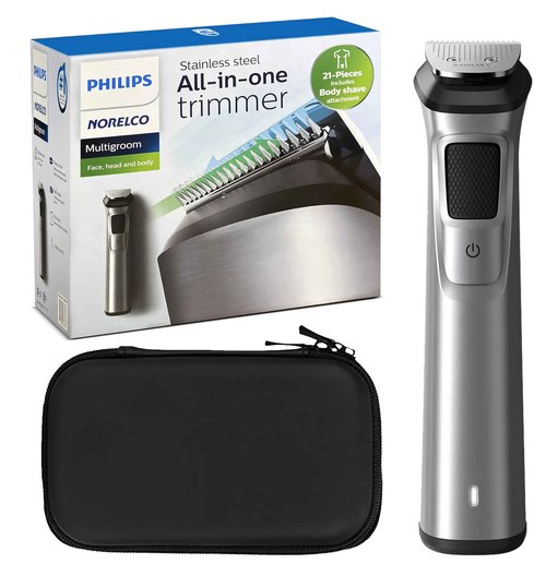 PHILIPS Multi Groomer 8000 Series, 21 Piece Grooming Kit, Beard Trimmer for Men, All-in-One Precision Trimmer for Face, Head, and Body