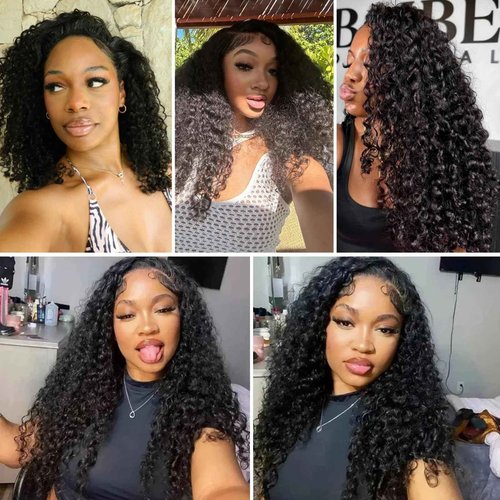 Burmese Curly Bundles Human Hair 3 Bundles Brazilian Virgin Remy Hair Wet and Wavy Quick Weave for Women Water Wave with Spiral Curly End 100% Unprocessed Hair Extensions Natural Black 18 20 22 Inch