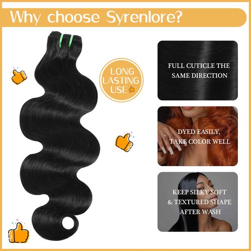 Syrenlore Raw Vietnamese Bundles Human Hair 22 Inch Body Wave Sew In Thick Bundles Unprocessed Raw Vietnamese 100% Real Virgin Human Hair Bundles Bodywave Quick Weave Single Bundle for Black Women