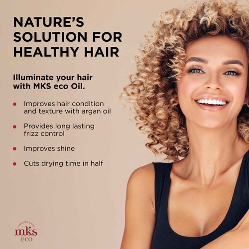 MKS eco Oil, Original - 8 fl oz - Hair Styling Elixir - Moroccan Argan Oil, Hemp Seed Oil - Moisturize & Nourish Hair, Control Frizz, Increase Smoothness - Vegan & Cruelty Free