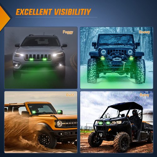 Nilight 4 inch Led Light Pod Green Spot Driving Fog Lights 2PCS 18W Off Road Fishing Hunting Emergency Safety Signal Deck Trailer Hunting Lighting for UTV Pick-up Van Boat Tractor
