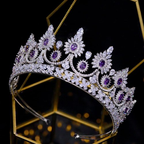 Aoligrace Luxury 5A Level Cubic Zirconia Bridal Tiaras for Wedding Quinceanera CZ Crowns Pageant Headpiece Hair Accessories