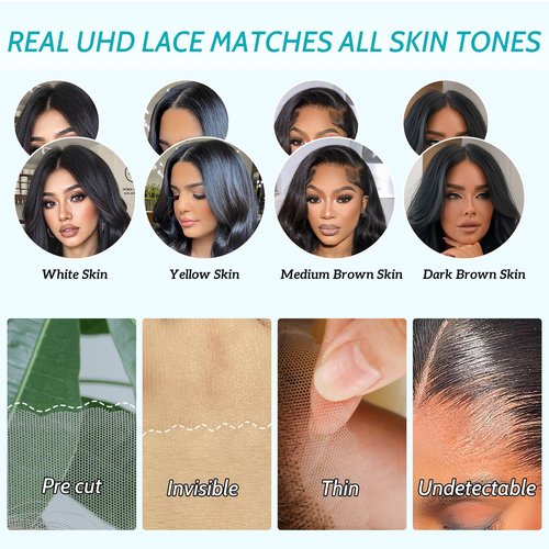 Msviki Bob Wig Human Hair 12inch Straight Bob Wig 100% Brazilian Human Hair,13x4 HD Bob Lace Front Wigs Human Hair Natural Black Bob Wigs Human Hair Pre Cut 12A Double Drawn Bob Wig 220 Density