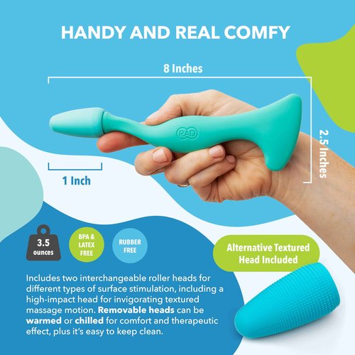 RAD Facial Roller - 2-in-1 Jade Roller & Gua Sha Tool, Silicone Handle, Skin Care, Rolling & Scraping Massage Therapy