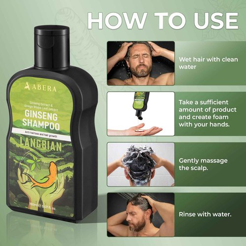 ABERA High-Performance Anti-Dandruff Shampoo with Langbian Ginseng Extract, Sulfate Free Paraben Free, 5,07 Fl Oz |2 Box + Free 1 Hair Growth Serum|