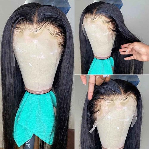 daparo Straight Lace Front Wigs Human Hair Pre Plucked 13x4 HD Transparent Lace Frontal Wigs Human Hair 180% Density Glueless Human Hair Wigs for Women Natural Black 30inch