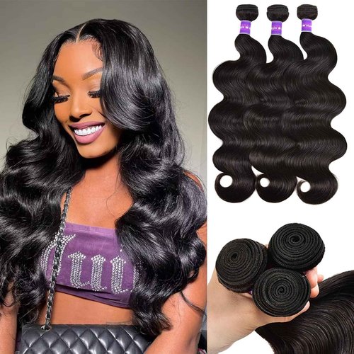 feiyunpanda 10A Human Hair Bundles 20 22 24 Inch Body Wave 3 Bundles 100% Unprocessed Brazilian Virgin Hair Double Weft Bundles Deals Human Hair Body Wave Human Hair Extensions Natural Color