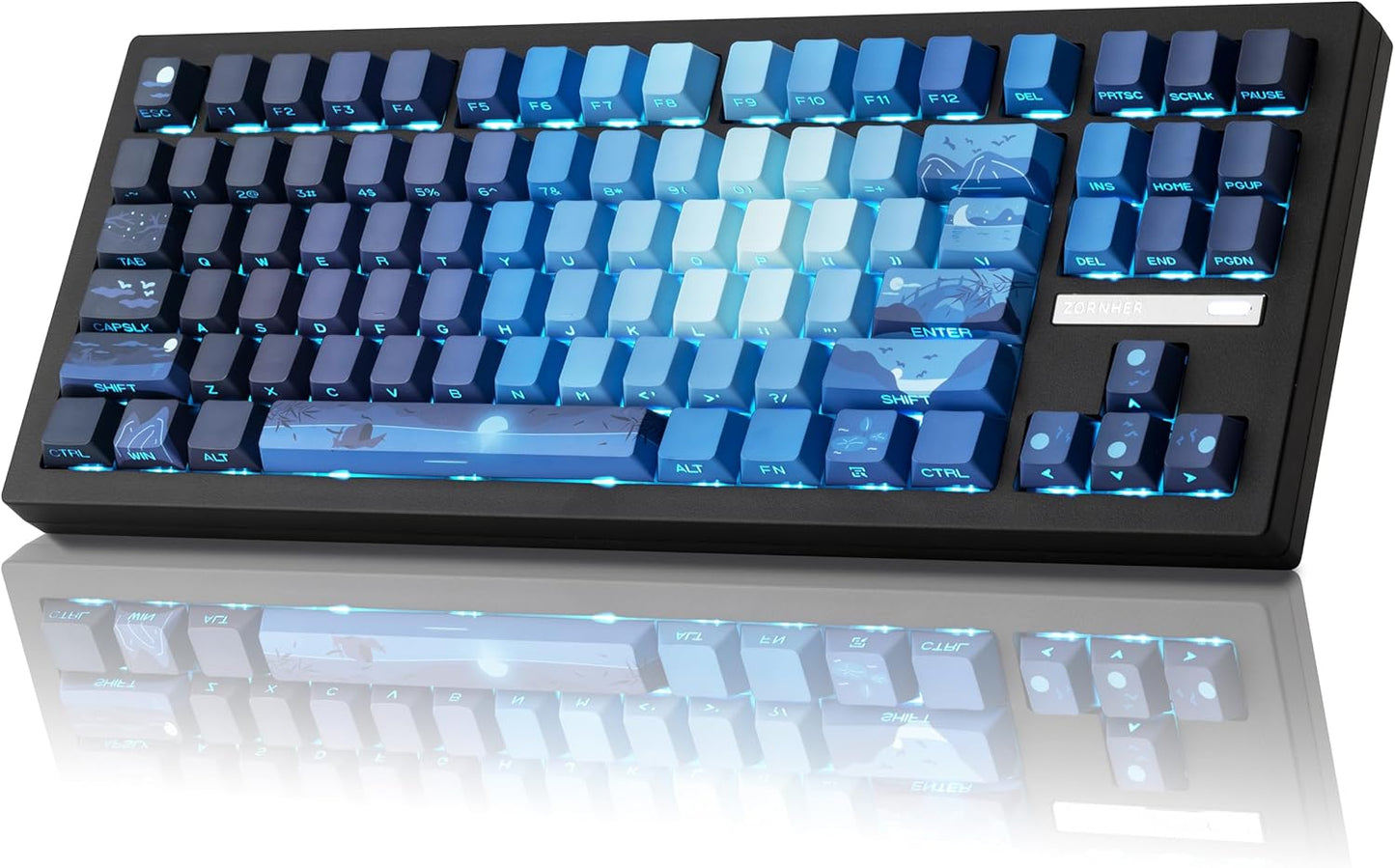 ZORNHER ZH870 Wireless Mechanical Gaming Keyboard,80% Pink & Purple Custom Creamy Sound Keyboard with Shine Through PBT Keycaps,Pre-lubed Linear Switches,Hot-Swappable,RGB Backlit,2.4GHz/USB-C/BT5.0