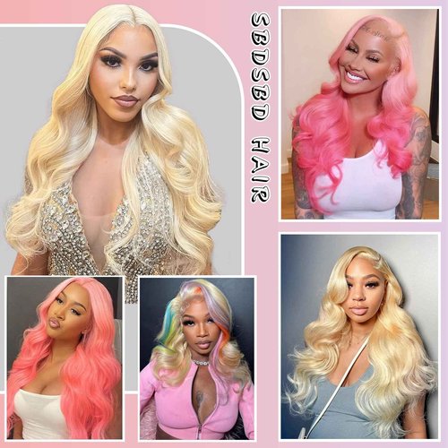 613 13x6 Lace Front Wig Human Hair 200 Density 30 Inch Body Wave Blonde Wig Human Hair 13x6 613 HD Lace Front Wig Virgin Human Hair Pre Plucked Natural Hairline Tiny Knots Tangle Free Shedding Free