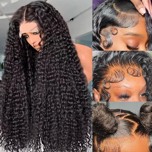 VIPbeauty 200% Density 13x6 Deep Wave Lace Front Wigs Human Hair 13x6 HD Transparent Water Wave Lace Front Wigs for Women Pre Plucked with Baby Hair 18inch