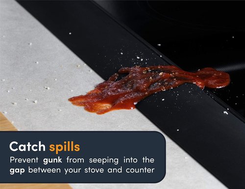 Linda’s Essentials Silicone Stove Gap Covers (2 Pack), Heat Resistant Oven Gap Filler Seals Gaps Between Stovetop and Counter, Easy to Clean Stove Gap Guard (25 Inches, Black)