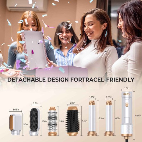 Ukliss 6 in 1 Hair Dryer Brush, Air Styler with Auto Wrap Curling - Ionic Blow Dryer for Frizz-Free Fast Drying, Volumizing Brush & Straightener for All Hair Types, ALCI Plug